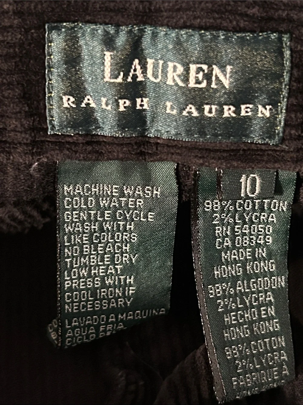 Lauren Ralph Lauren Vintage Black Corduroy High-Rise Boyfriend Pants Size 10 - Picture 5 of 7